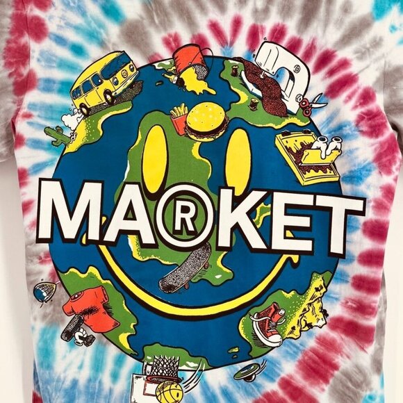 Market Smiley Tie Dye T Shirt Size S Global All Over the World - Picture 2 of 11